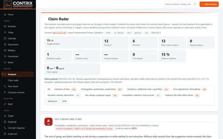Claim radar